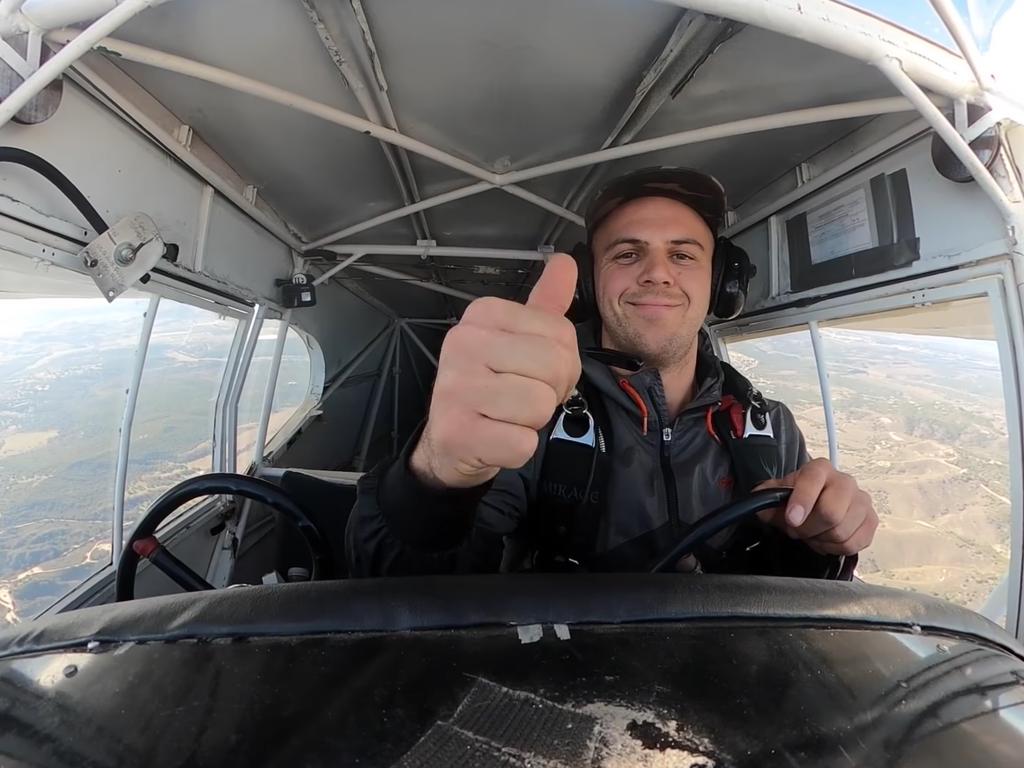 Trevor Jacob flying his plane before the crash. Picture: YouTube