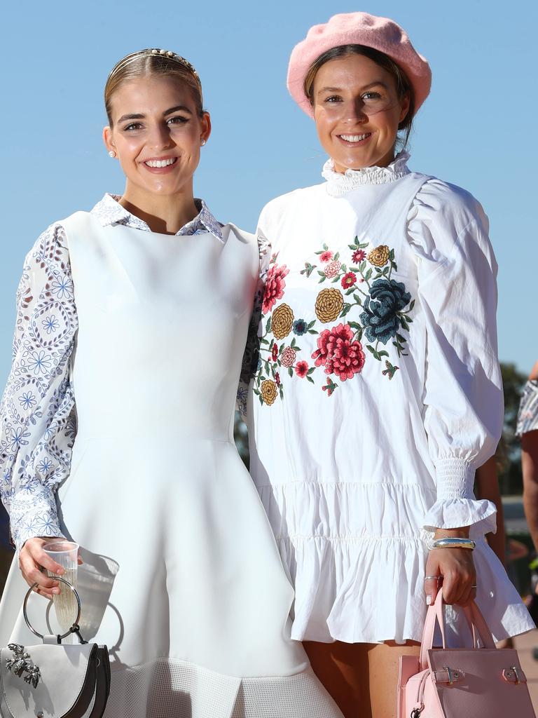 Tori Rowe and Eliza Todman at Adelaide Cup day at Morphettville. Picture: Tait Schmaal