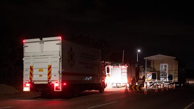 Emergency service vehicles arrived at Darwin Correctional Precinct after a prisoners were reportedly on the roof of Darwin jail after a mass breakout. Picture: Che Chorley