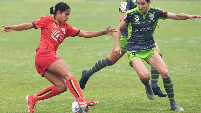 Matildas young gun Mary Fowler was a threat throughout Adelaide United’s home loss to Canberra United. Picture: Mark Brake/Getty Images