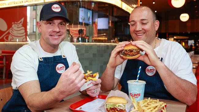 Founders of Slim’s Quality Burger, Nik Rollison and Mike Tripp, have opened their third store. Picture: Justin Lloyd