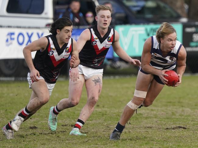 MPFNL: Pearcedale’s Jake Frawley on the run. Picture: Valeriu Campan