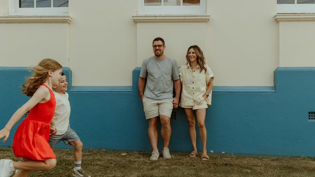 Entrepreneur Verity Tuck with her husband, Mike Fraser, and children Gracie and Monty. Picture: Supplied