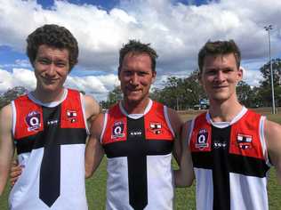 Damon, Wes and Freddie Stebbings all played together for the first time. Picture: Contributed 030819STEBBINGS
