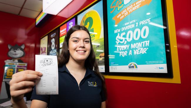 Tahnee Beale from The Lucky Charm Newsagency sold a winning division two ticket in the Set for Life draw last week. Photo: EMMA MURRAY