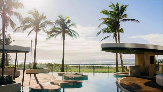 Drinks with a seriously good view. The Pool Bar at The Langham, Gold Coast. Picture: Supplied.