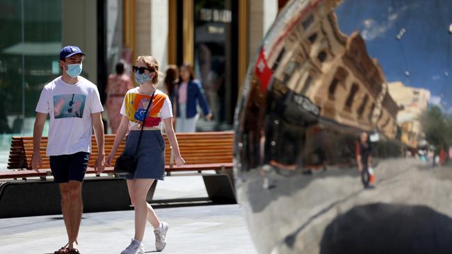 Masks will only need to be worn at high-risk spots. Picture: Kelly Barnes/Getty Images