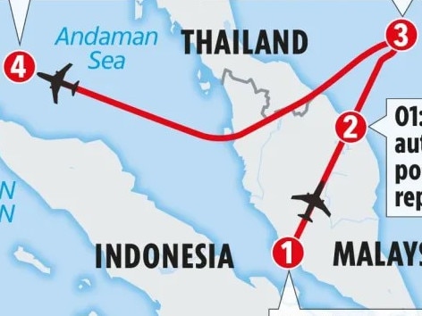 MH370 flight path. Picture: The Sun