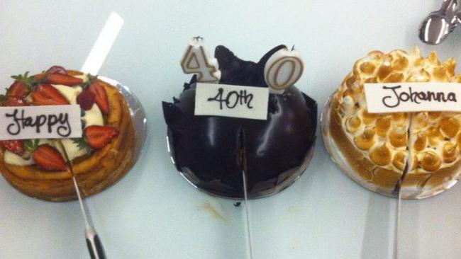 Johanna Griggs likes to share her life online, including this snap of her 40th birthday cakes. Picture: Twitter