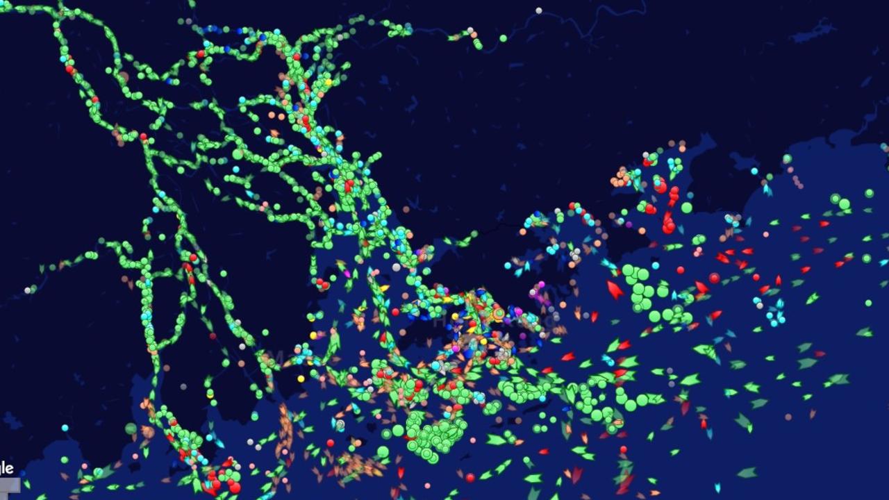 Ship congestion in South China on June 16 2021. Picture: Marinetraffic.com.