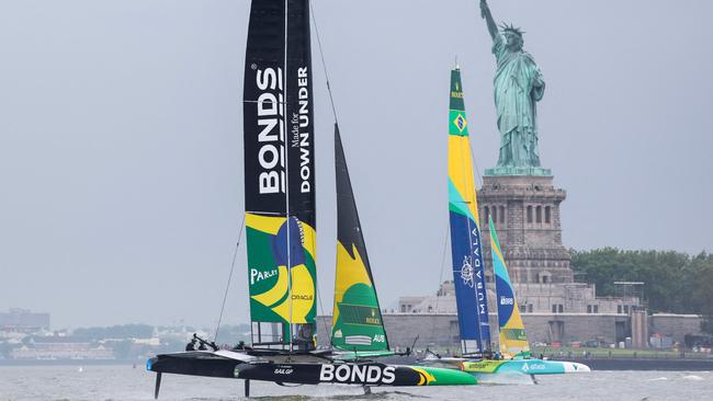 Australian and Brazil at the New York SailGP. Picture: Charly Triballea/AFP