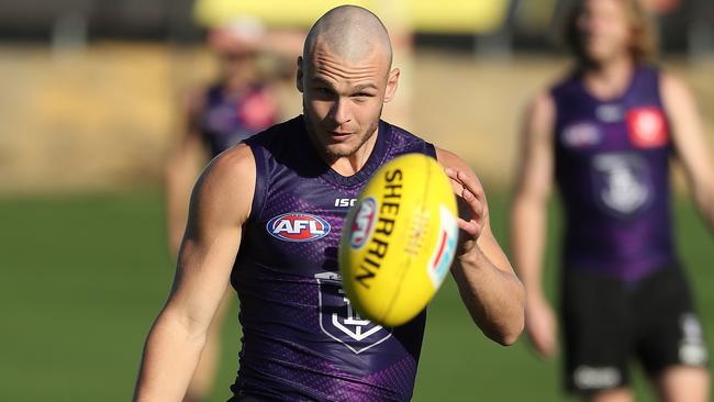 Brett Bewley was impressive in the Dockers’ Round 1 loss to the Bombers. Picture: Paul Kane/Getty Images