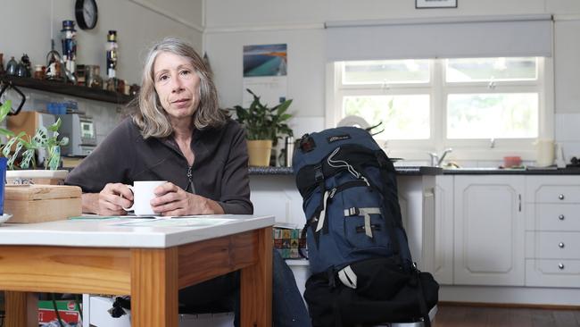 Maydena resident Karen Bennett was packed and ready to leave if the fire approached the town. Picture: LUKE BOWDEN