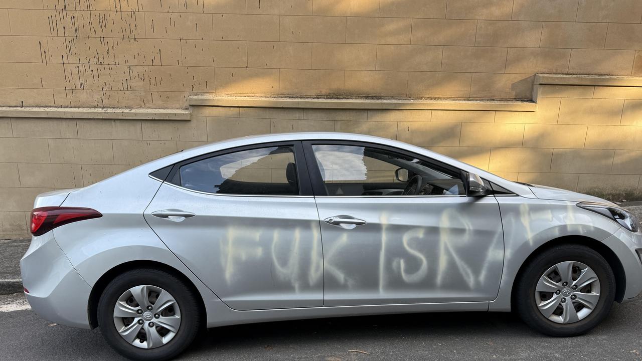 Anti-Semitic graffitied cars on Ocean St, Wellington St and Tara St in Woollahra. It is believed the incidents took place about 12.30am on Thursday, November 21. Picture: Aymon Bertah