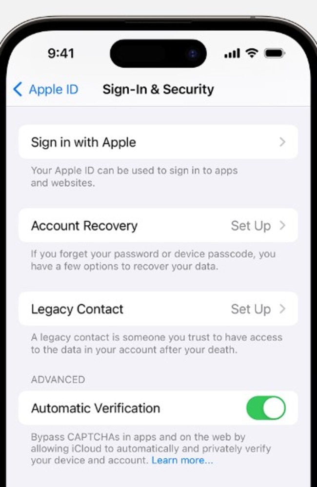 While you may be able to get access to an iPhone with the right legal documentation, Apple says a Legacy Contact is a much simpler and faster way. Picture: Apple
