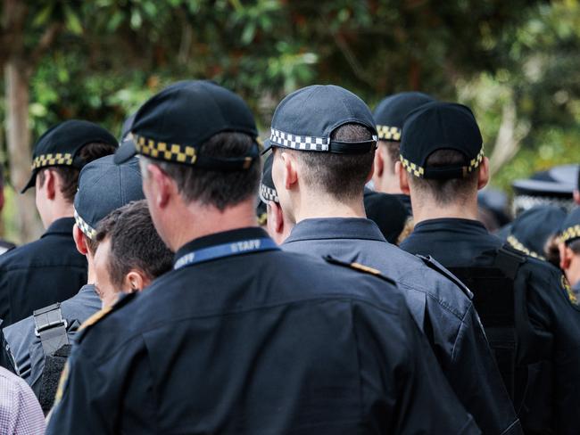 MELBOURNE, AUSTRALIA- NewsWire November 14, 2024: Victorian Police stage a walkout protest at Victorian Police Academy in Glen Waverley over ongoing industrial relations pay disputes. Picture: NewsWire / Nadir Kinani