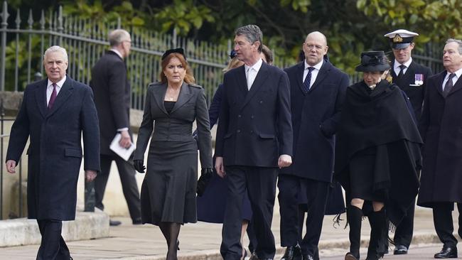 Andrew led the family into St George’s Chapel in Windsor alongside ex-wife Sarah Ferguson. Picture: WPA Pool/Getty Images