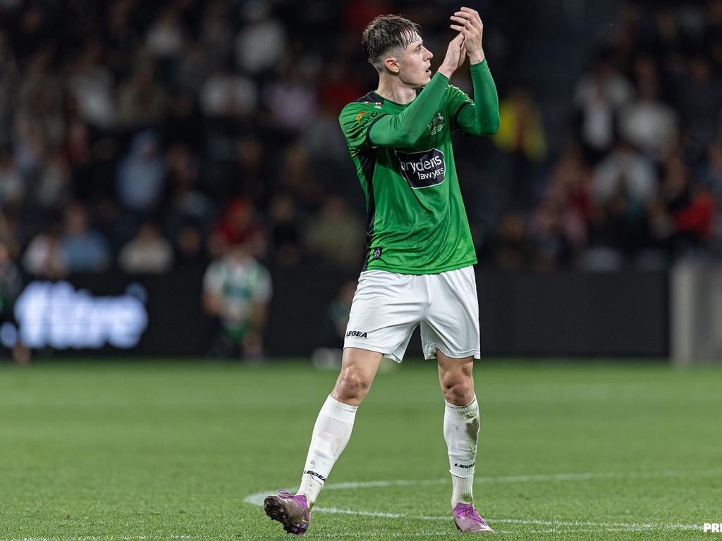 James Temelkovski scored the opener for Marconi Stallions in the 2024 NPL Men NSW grand final. Picture: Nielsen Images