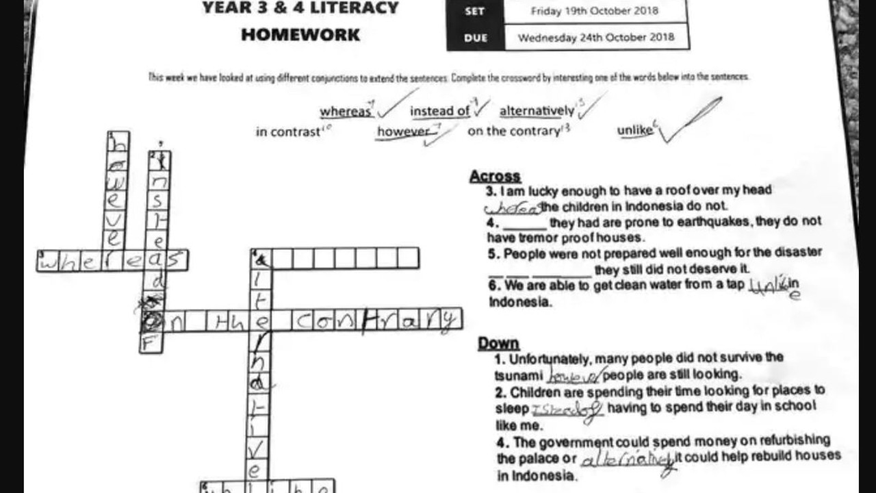 RUSH HOUR: Teacher shamed for shocking literacy crossword news com