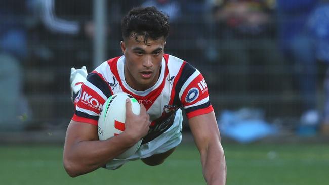 Joseph-Aukuso Suaalii of the Roosters. (Photo by Jason McCawley/Getty Images)