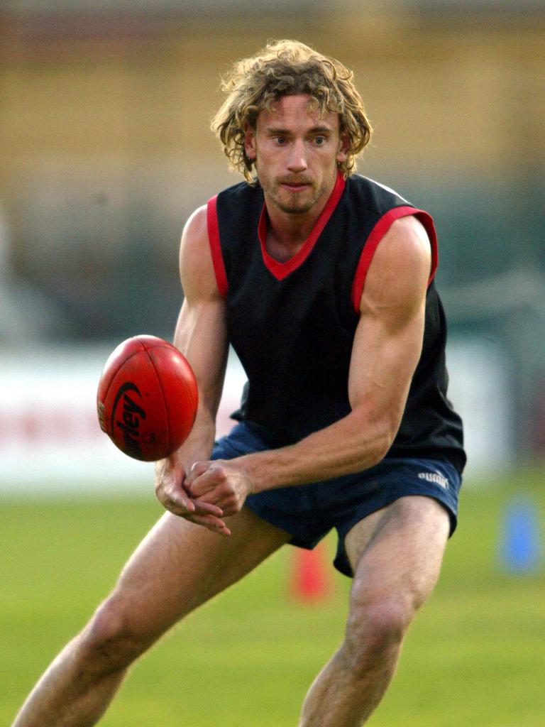 Shane Tuck prepares for the 2003 SANFL Grand Final.