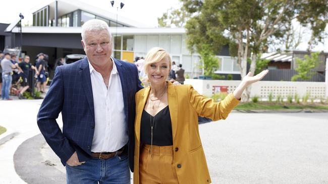 Scott Cam and Shelly Craft outside Bronte Court before the Block auctions last wekend. Picture: Supplied