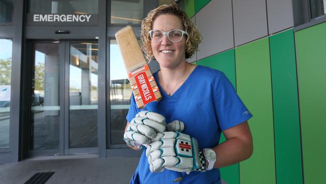 Laura Harris outside of her work at Logan Hospital emergency department. Picture: Richard Waugh