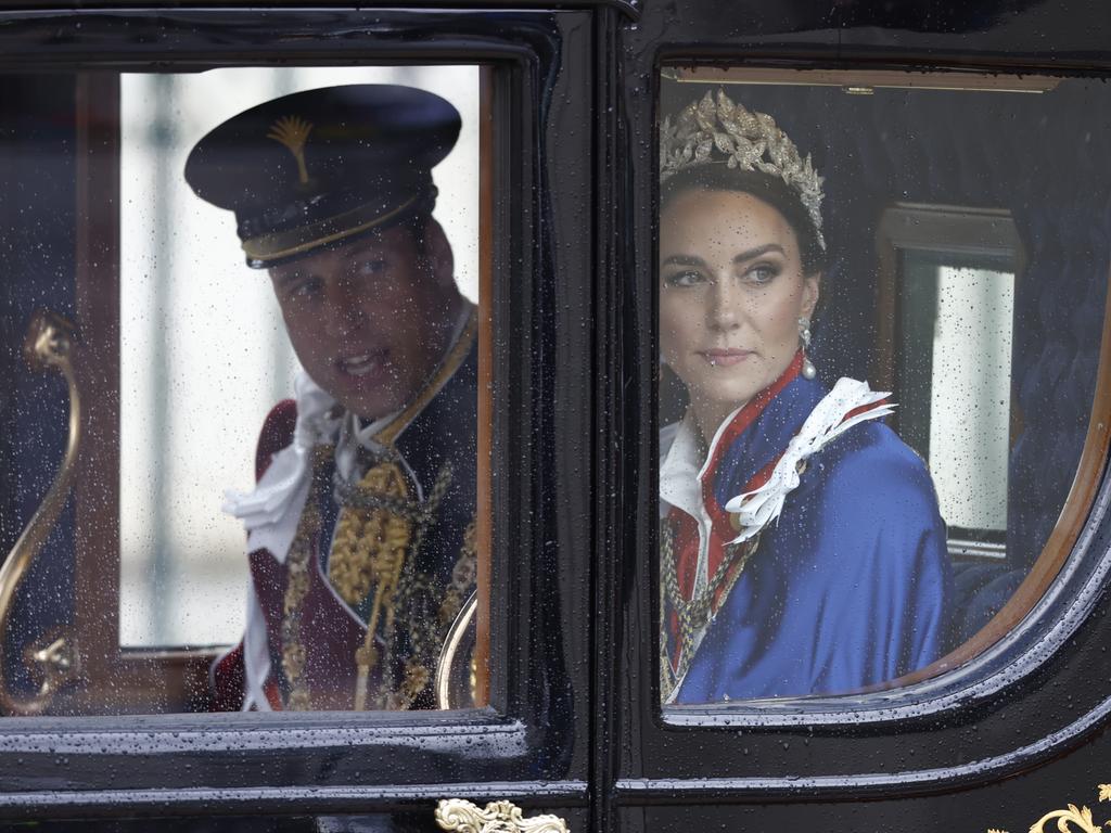 Prince William, Duke of Cambridge and Catherine, Princess of Wales depart from the Coronation of King Charles III. Picture: Jeff J Mitchell/Getty Images