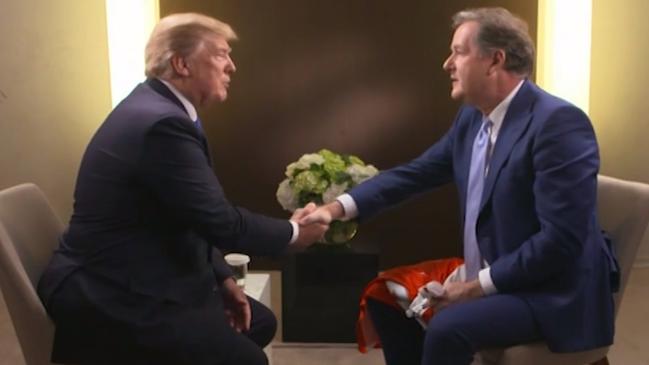 Donald Trump is interviewed by Piers Morgan on British television in 2018.