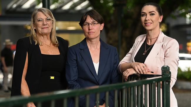 Vicki Blackburn, mother of murder victim Shandee Blackburn, forensic scientist Kirsty Wright and Shandee’s sister, Shannah Blackburn. Picture: Lyndon Mechielsen/The Australian