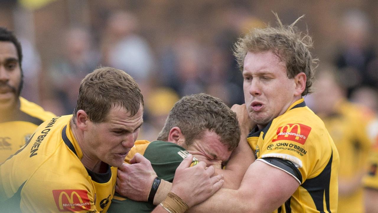 Jason Wilmot Aaron McVeigh TRL grand final, Wattles vs Gatton. Sunday, Sep 07, 2014. Photo Nev Madsen / The Chronicle