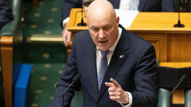 New Zealand's Prime Minister Christopher Luxon speaks in the debating chamber as parliament holds its first session following the October 14 general election, in Wellington on December 6, 2023. (Photo by Marty MELVILLE / AFP)