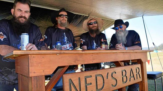 NED'S BAR: The new Kelly Gang, Shane Rowland, Stephen Bailey, Thor Wutzke and Mark Hopkinson at their Paulsens Flat Muster hideout. Picture: Arthur Gorrie