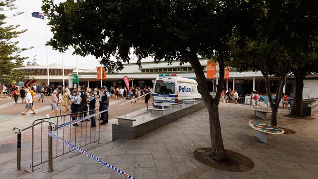 Reports of a large brawl at Manly Wharf broke out. Large scales of police &amp; riot squads stand by. Picture: Tim Pascoe