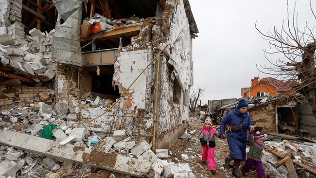 A house was damaged by a Russian strike in a town outside Kyiv. Picture: Valentyn Ogirenko/Reuters/WSJ