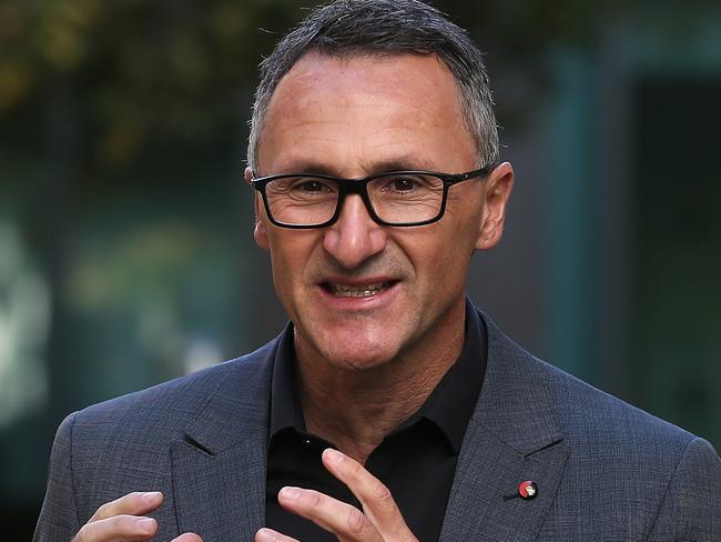 Greens Leader Dr Richard Di Natale speaking at a press conference, Parliament House in Canberra.