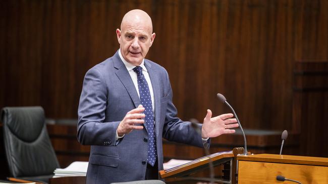 Premier Peter Gutwein in Parliament this morning. Picture: RICHARD JUPE