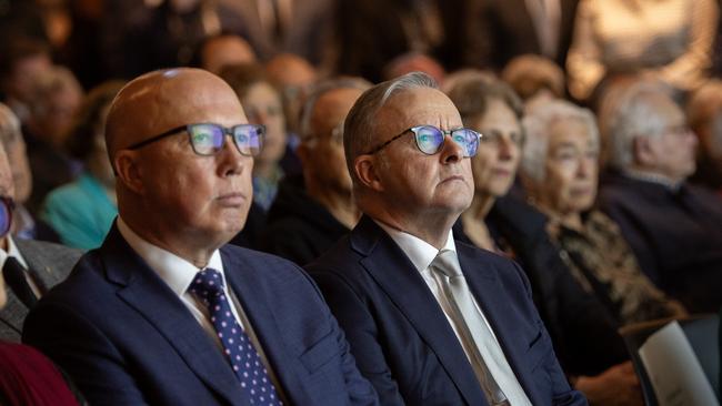 Anthony Albanese and Peter Dutton at the opening of the Melbourne Holocaust Museum. Picture: NCA Newswire / Nicki Connolly