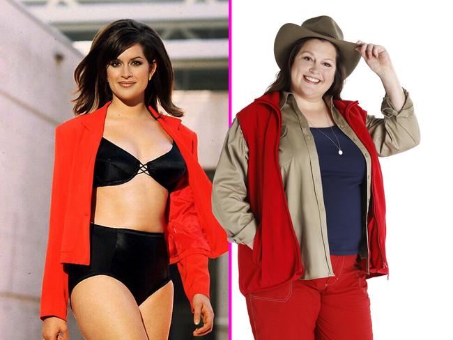 L. The former model in her heyday as Kate Fischer. R. Malkah on I’m A Celeb.