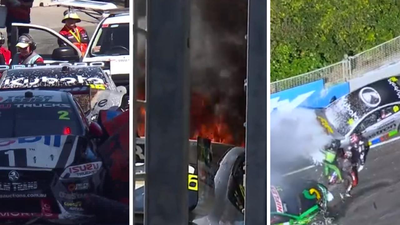 Macauley Jones' car went up in flames after a massive collision on the Gold Coast.