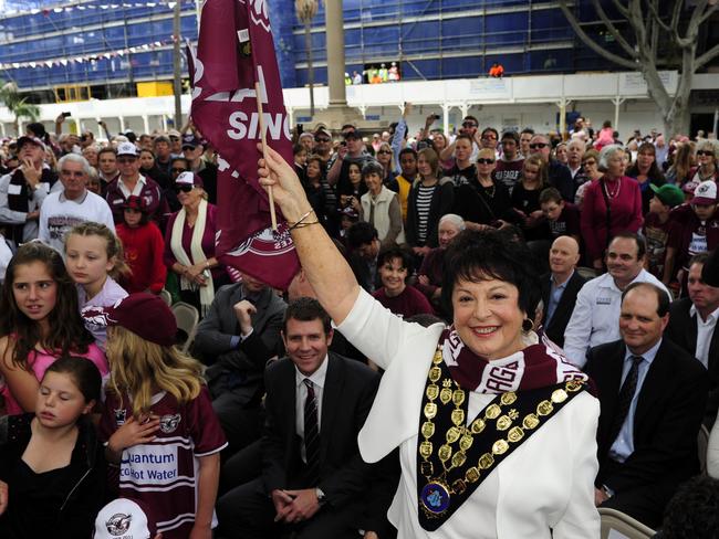 Jean Hay at a parade for the Manly Sea Eagles after they won the NRL Premiership in 2011.