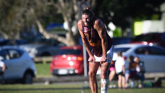 Former AFL star Tom Hickey in action for the Palm Beach Currumbin Lions. Picture: Highflyer Images.