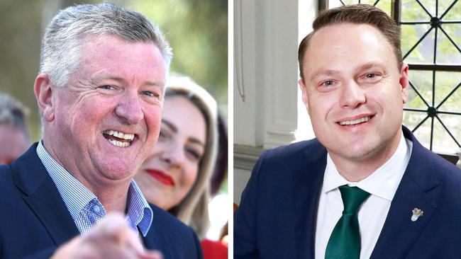 Patrick Condren and Adrian Schrinner are two of the key contenders in the battle to become Brisbane's next lord mayor. Picture: Courier Mail