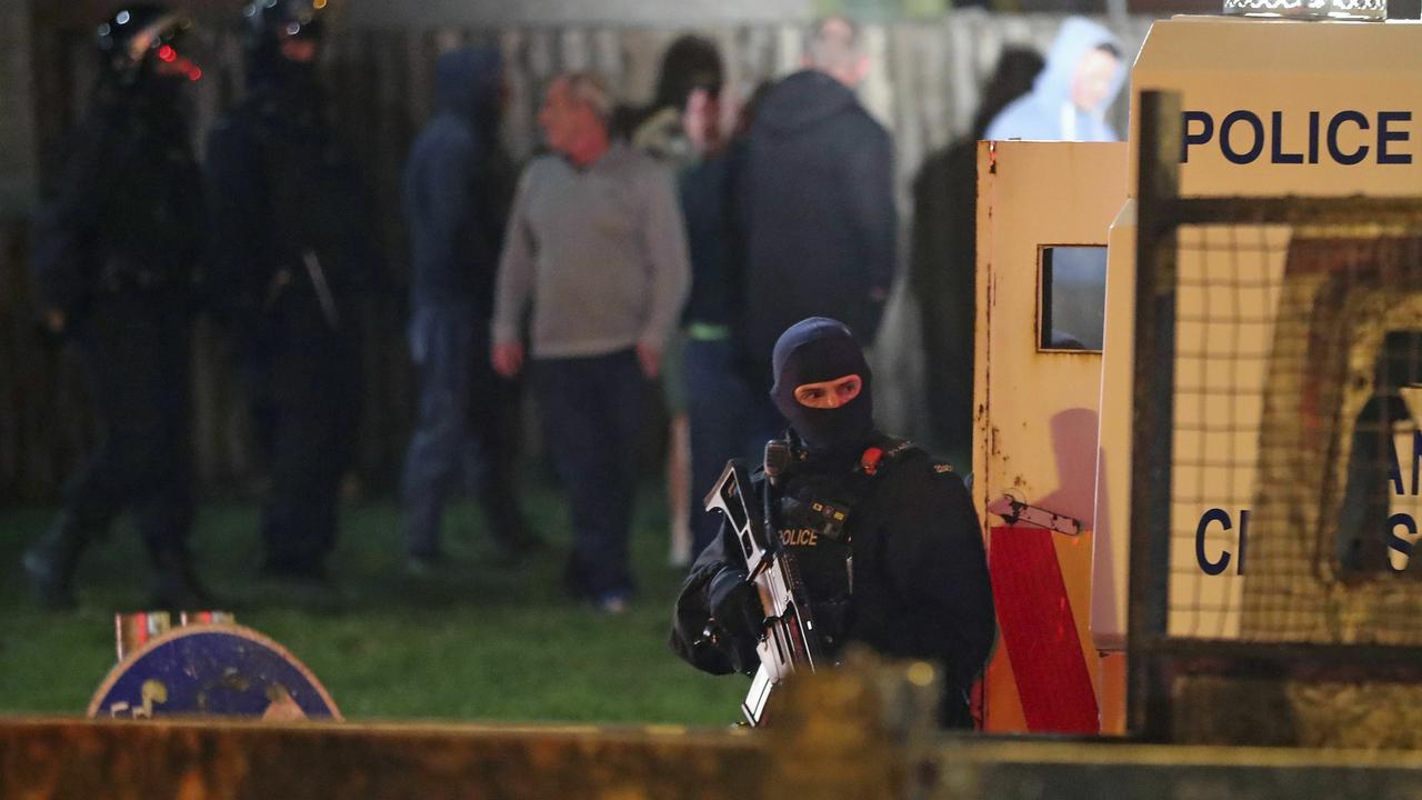 Armed police at the scene of unrest in Northern Ireland. Picture: AP