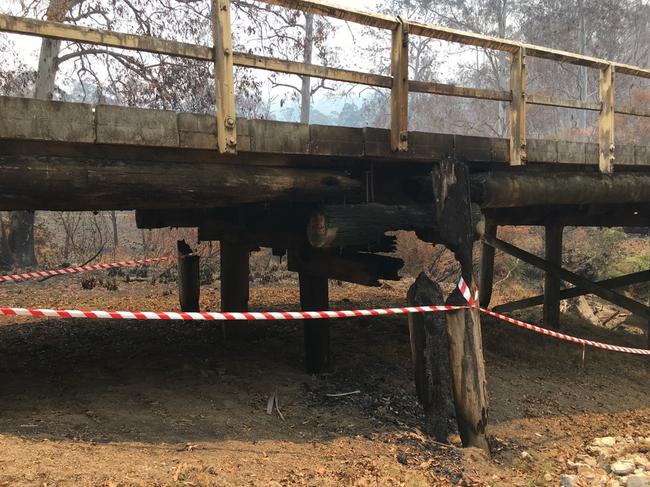 The Clouds Creek Bridge which was severely damaged by fire. Photo: Clarence Valley Council