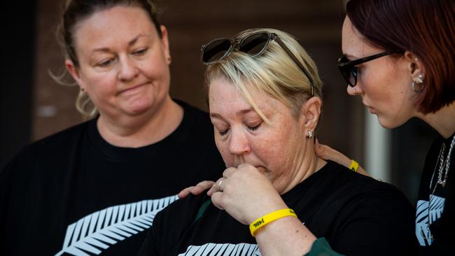 Ange Carey, Samara Laverty and Bridget Laverty as the jury delivered their verdict in the Declan Laverty murder trial at the Darwin Supreme Court on June 20th, 2024. Picture: Pema Tamang Pakhrin