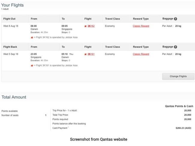 An example from the Qantas website.