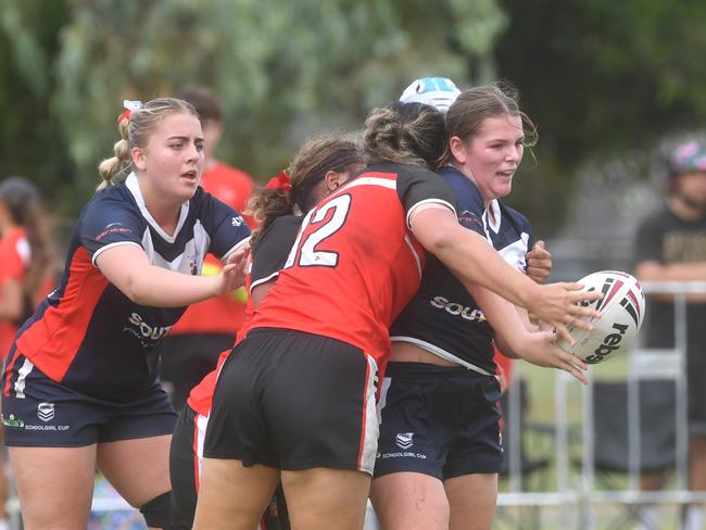 Kirwan State High School hosts St Patrick's College, Mackay, in round 1 of the 2025 Aaron Payne Cup. Senior Girls. Picture: Evan Morgan