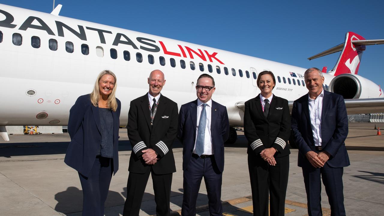 Alan Joyce farewelled Australia’s first Boeing 717 on Monday. Picture: Supplied