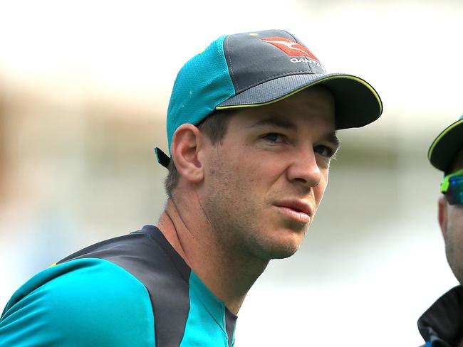 LONDON, ENGLAND - JUNE 11:  Tim Paine, Assistant Coach Ricky Ponting and Head Coach Justin Langer of Australia during an Australia Net Session at The Kia Oval on June 11, 2018 in London, England. (Photo by Stephen Pond/Getty Images)